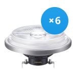 Lot 6x Philips MASTER Spot LED Réflecteur G53 AR111 20W 1270lm 45D - 930 Blanc Chaud | Meilleur rendu des couleurs - Dimmable - Équivalent 100W